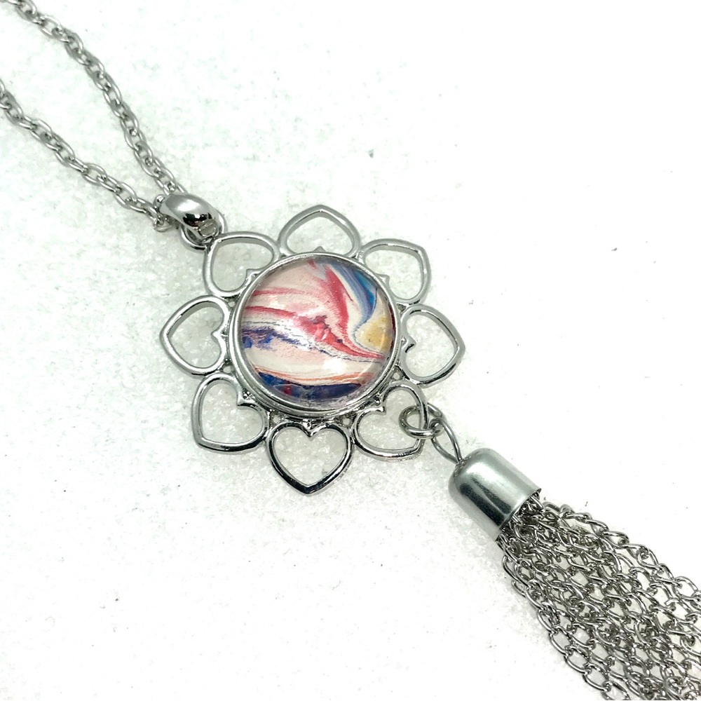 Snap Necklace fringe tassels handmade 20mm snap SN20 floral necklace